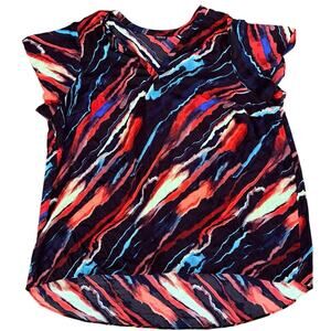 Torrid Womens Plus Size 5X Fashion abstract colors Blouse V-neck flutter sleeves
